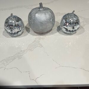 Silver Decorative Pumpkins Set
